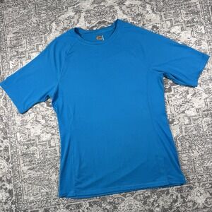 O'rageous Short Sleeve Rash Guard Swim / Fishing Shirt Blue Men's Size Medium